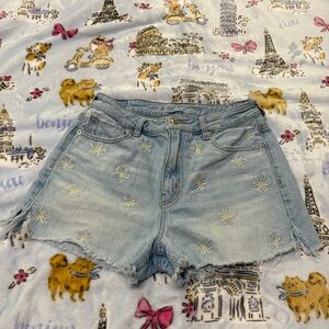 Women’s American Eagle Flower Embroidered Jean Shorts